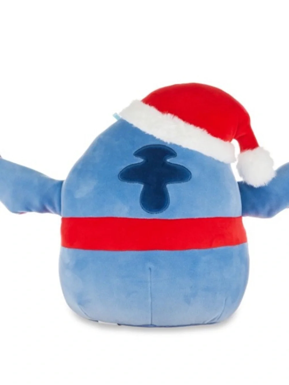 Disney Squishmallow Blue Stitch Plush with Red Santa Hat and Scarf